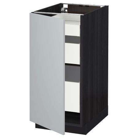 Напольный шкаф с 1 дверцей, 3 ящика МЕТОД / МАКСИМЕРА, черный, Веддинге серый