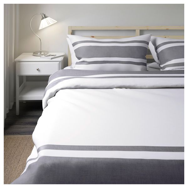 Пододеяльник и 2 наволочки БЬЁРНЛУКА, черный белый, черный - фото 3