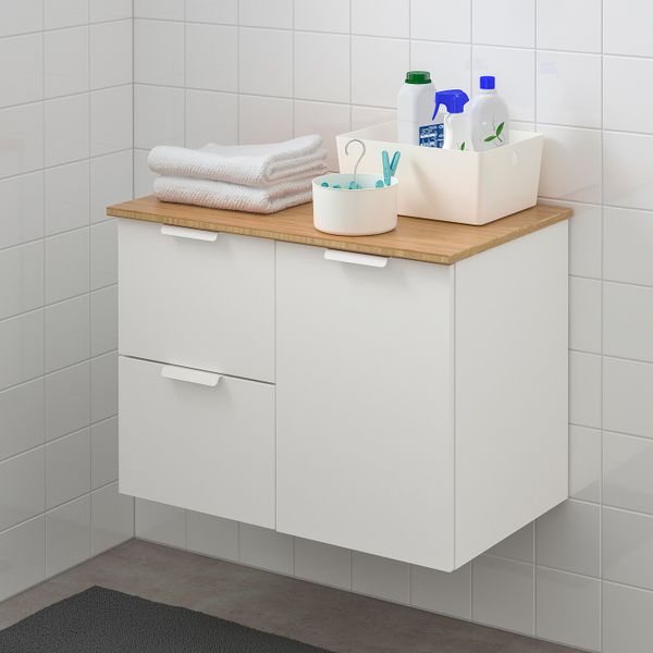 Шкаф под раковину с 3 ящиками, белый/бамбук 82x49x60 см IKEA ГОДМОРГОН / ТОЛКЕН 592.952.55 - фото 2