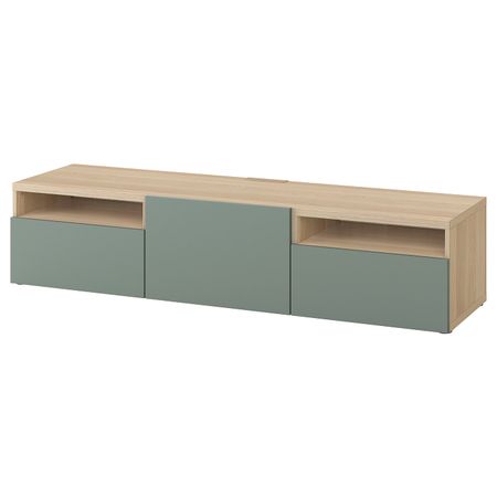 Тумба под ТВ, под беленый дуб/Нотвикен серо-зеленый 180x42x39 см IKEA BESTÅ БЕСТО 593.283.88