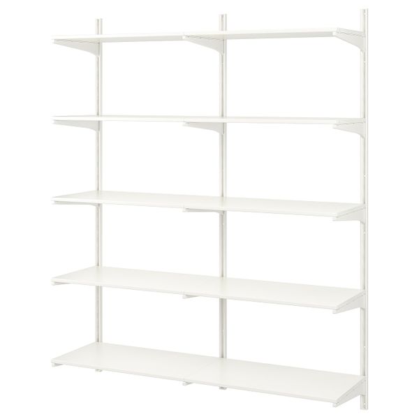 Настенная шина/полки, белый 176x41x197 см IKEA АЛЬГОТ 993.117.67 - схема-чертеж с размерами