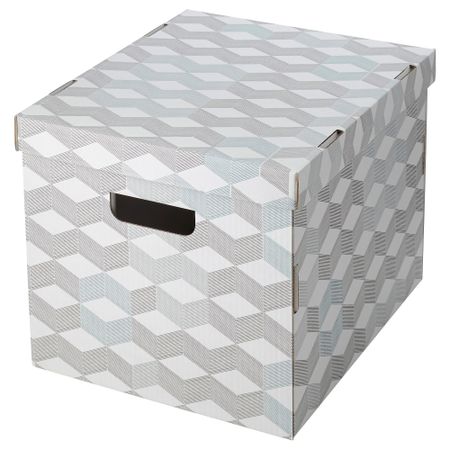 Коробка с крышкой СМЕКА, белый, с рисунком (33x38x30 см)