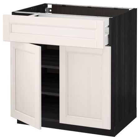 Напольный шкаф + ящик, 2 дверцы МЕТОД / МАКСИМЕРА, черный, Лаксарби белый