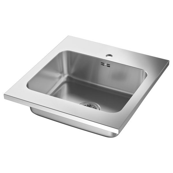 Одинарная накладная мойка АММЕРОН, нержавеющ сталь (60x63.5 см) - фото 1