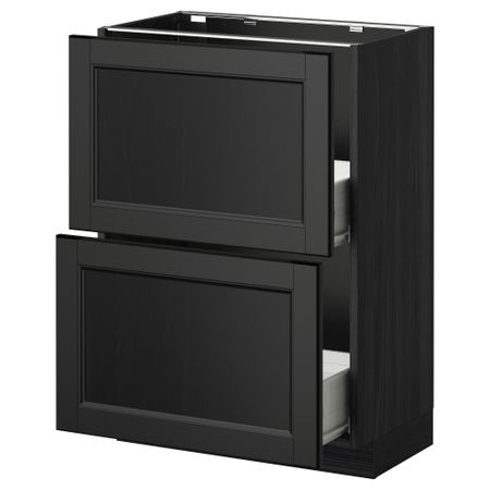 Напольный шкаф с 2 ящиками МЕТОД / ФОРВАРА, черный, Лаксарби черно-коричневый