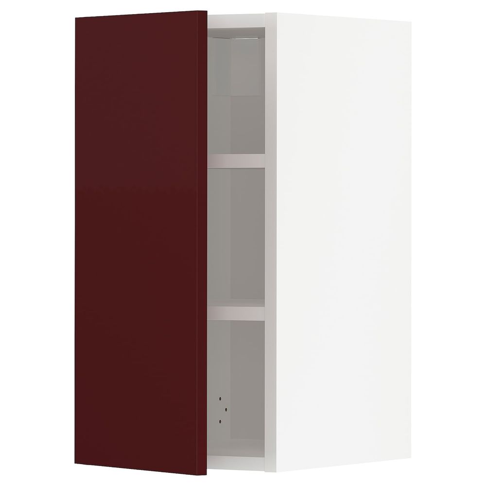 Навесной шкаф с полками, белый Калларп/глянцевый темный красно-коричневый 30x60 см IKEA METOD МЕТОД 894.447.58 - фото 1