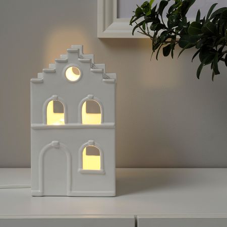 Настольное украшение, электр, домик белый IKEA STRÅLA СТРОЛА 704.766.45