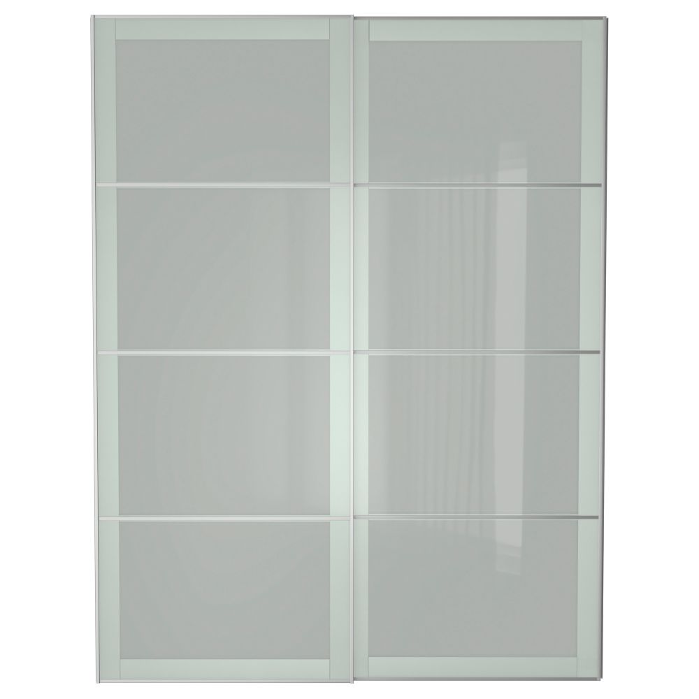 Пара раздвижных дверей СЭККЕН, матовое стекло - схема-чертеж с размерами