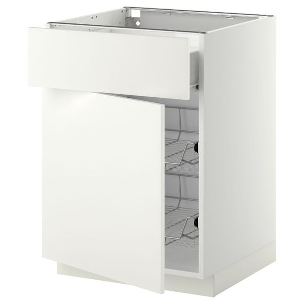 Напольный шкаф с проволочной корзиной/ящ/дверью, белый/Хэггеби белый 60x60 см IKEA МЕТОД / ФОРВАРА 092.620.02 - схема-чертеж с размерами