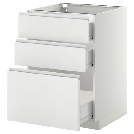 Напольный шкаф с 3 ящиками МЕТОД / ФОРВАРА, белый, Нодста белый