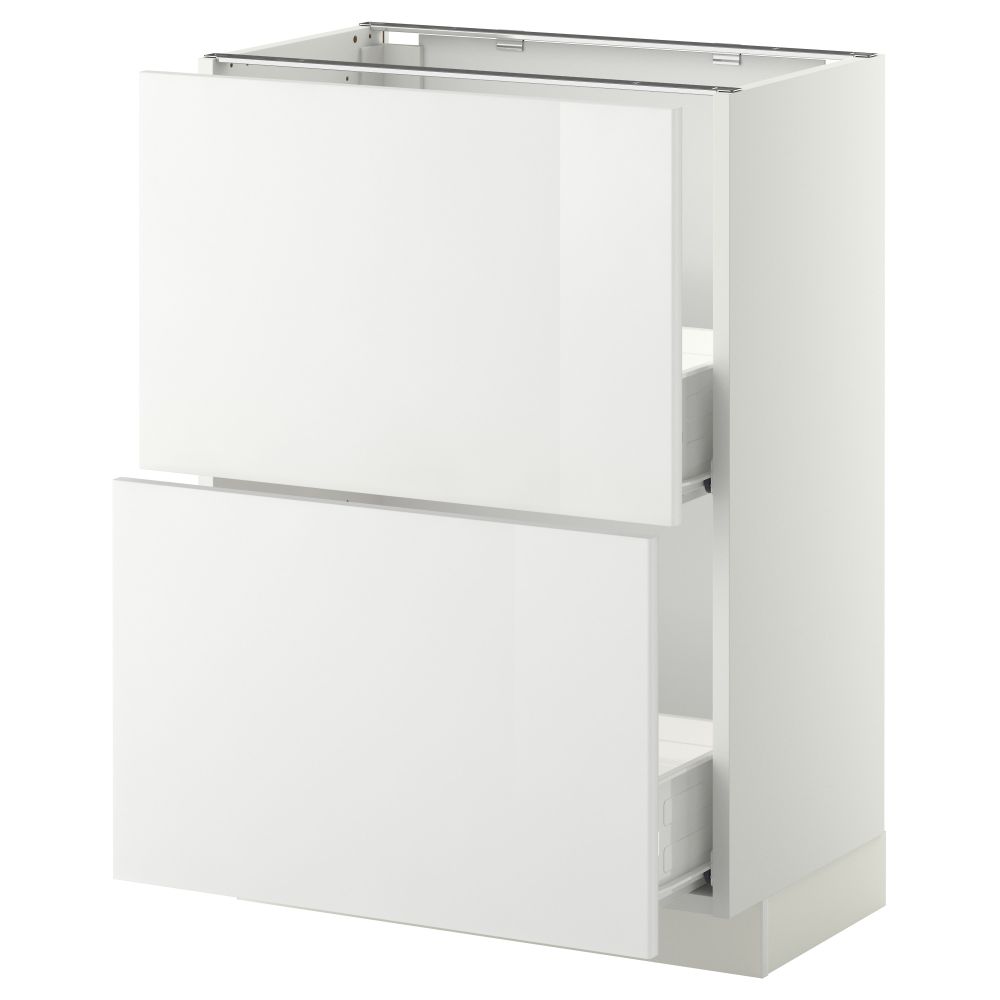 Напольный шкаф с 2 ящиками МЕТОД / ФОРВАРА, белый, Рингульт белый - схема-чертеж с размерами