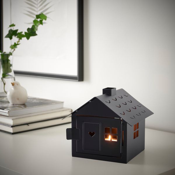 Подсвечник для греющей свечи, домик/черный 14 см IKEA VINDLÖS ВИНДЛЁС 904.973.07 - фото 3