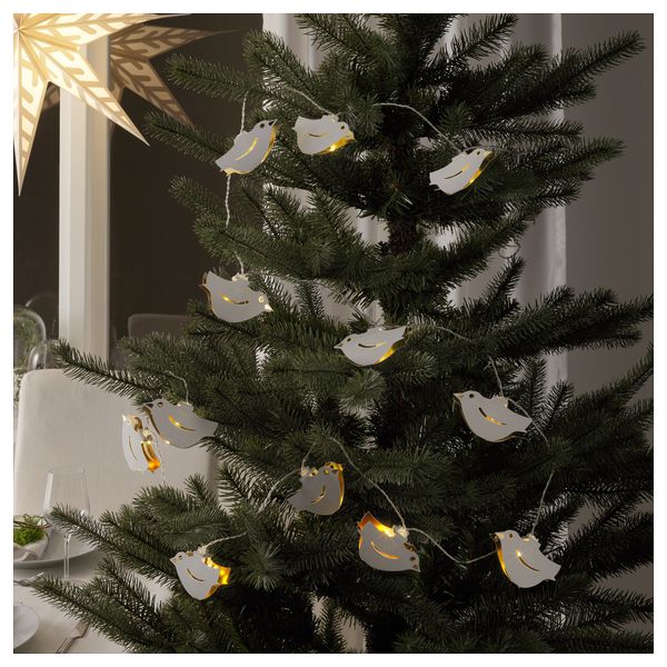 Гирлянда, 12 светодиодов СТРОЛА, с батарейным питанием, птицы белый - фото 3