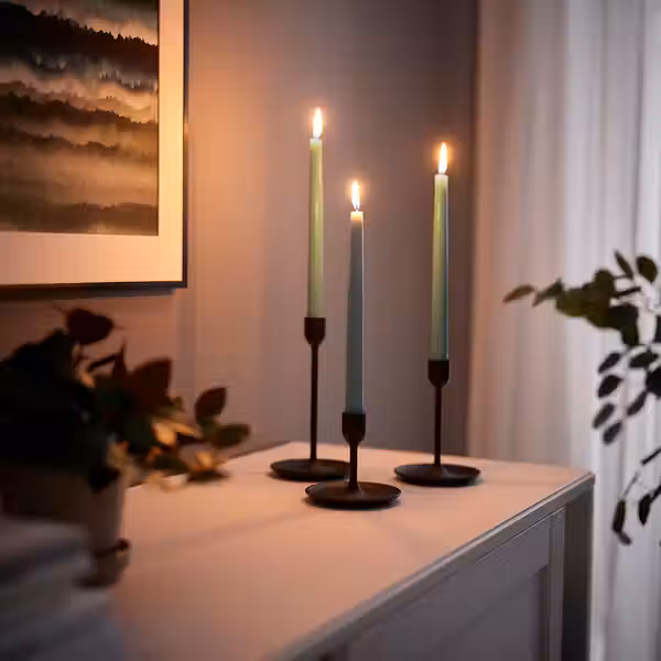 KLOKHET Неароматическая свеча - светлый серо-зеленый 25 см - фото 2