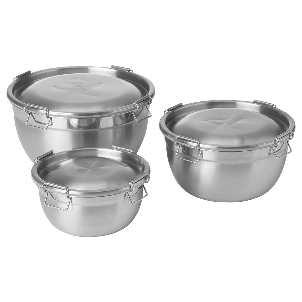 Миска с крышкой, 3 шт. IKEA CIKLID 605.592.74 - фото 1