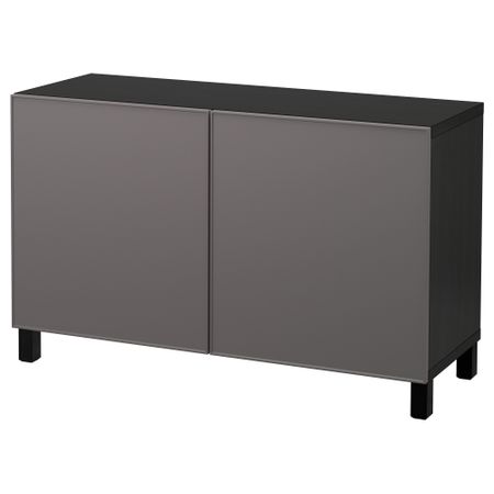 Комбинация для хранения с дверцами БЕСТО, черно-коричневый, Грундсвикен темно-серый