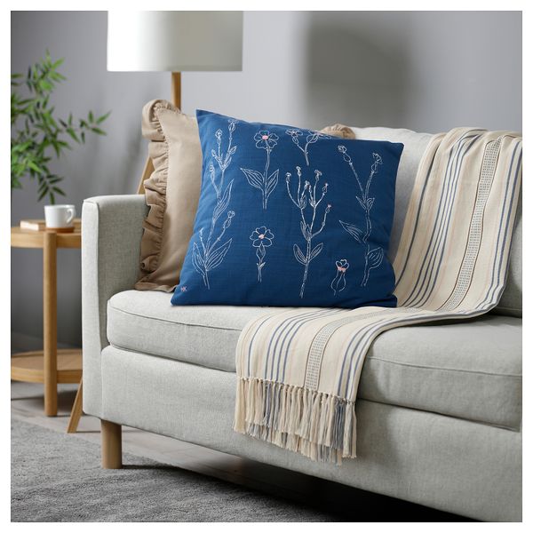 Чехол на подушку, синий ришелье, 50x50 см IKEA ÅKERNEJLIKA 605.566.33 - фото 5