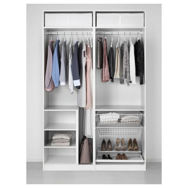 Гардероб ПАКС, белый Хокксунд, глянцевый светло-серый (150x66x236 см) - схема-чертеж с размерами