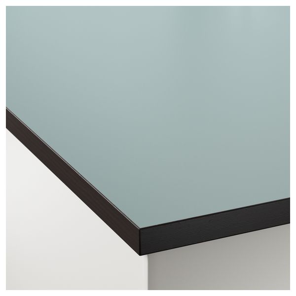 Столешница, двусторонняя ЭКБАККЕН, коричнево-чёрный, светлая бирюза с коричнево-черной окантовкой (246x2.8 см) - фото 7