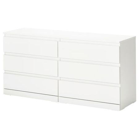 LILLBERGET Комод с 6 ящиками - белый 140x43x68 см