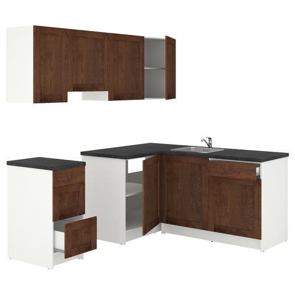 Кухня, под коричневый мореный ясень 220x180x220 см IKEA KNOXHULT КНОКСХУЛЬТ 594.177.80 - фото 1