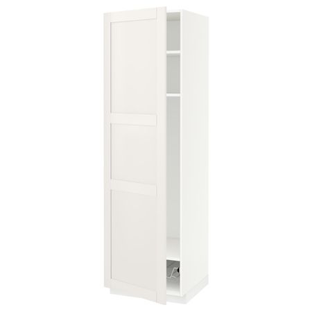 Высокий шкаф с полками, проволочные корзин, белый/Сэведаль белый 60x60x200 см IKEA METOD МЕТОД 094.459.45