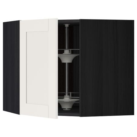 Угловой навесной шкаф с вращающейся секцией МЕТОД, черный, Сэведаль белый