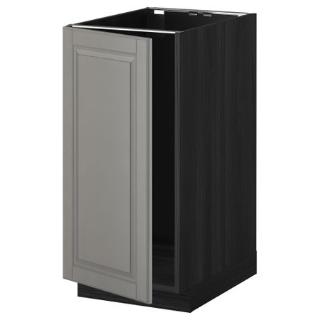 Напольный шкаф для мойки, мусорных контейнер МЕТОД, черный, Будбин серый (40x60 см)