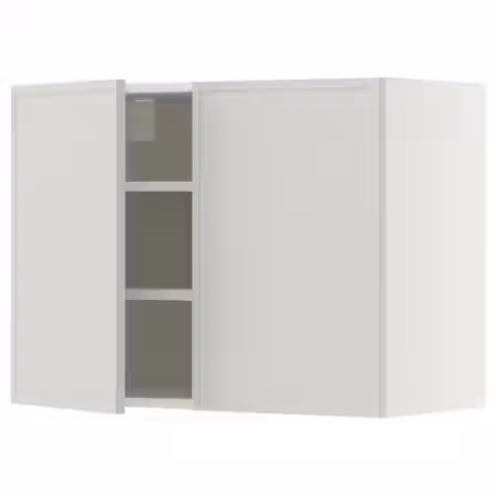 METOD Навесной шкаф с полками/2дверцы - белый/Aspudden светло-серый 80x60 см
