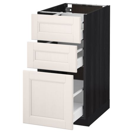 Напольный шкаф с 3 ящиками МЕТОД / МАКСИМЕРА, черный, Лаксарби белый