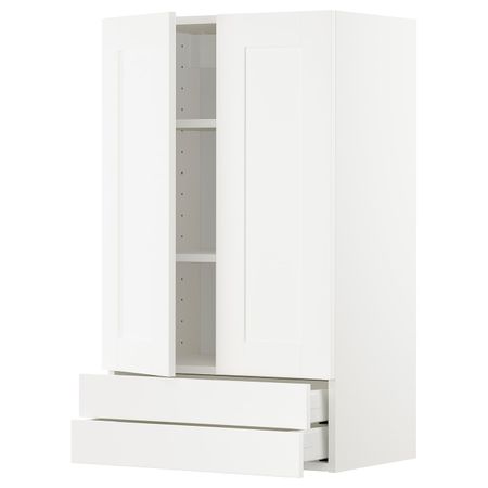 Навесной шкаф/2дверцы/2ящика, белый/Сэведаль белый 60x100 см IKEA METOD МЕТОД / MAXIMERA МАКСИМЕРА 594.457.97