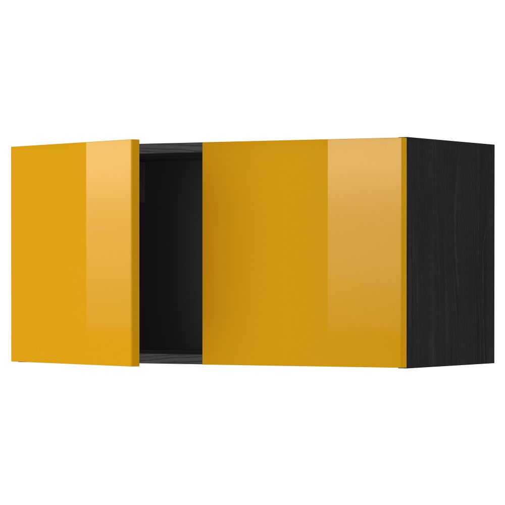 Навесной шкаф с 2 дверями МЕТОД, черный, Ерста желтый (80x40 см) - схема-чертеж с размерами