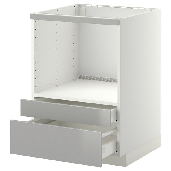 Напольный шкаф для комбинирования СВЧ, ящики МЕТОД / МАКСИМЕРА, белый, Гревста нержавеющ сталь (60x60 см) - схема-чертеж с размерами