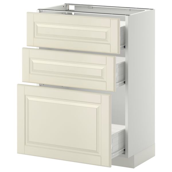 Напольный шкаф с 3 ящиками МЕТОД / ФОРВАРА, белый, Будбин белый с оттенком - схема-чертеж с размерами