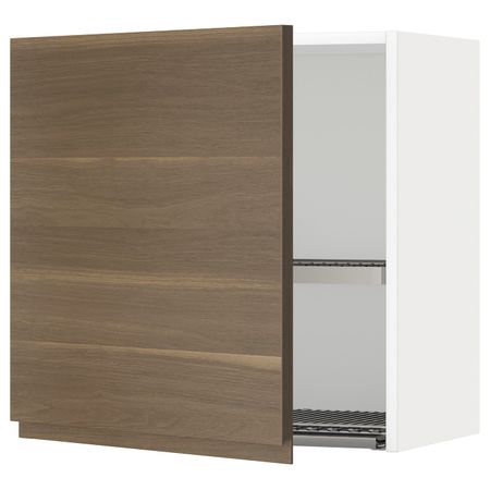 Навесной шкаф с сушилкой, белый/Воксторп под грецкий орех 60x60 см IKEA METOD МЕТОД 694.448.58
