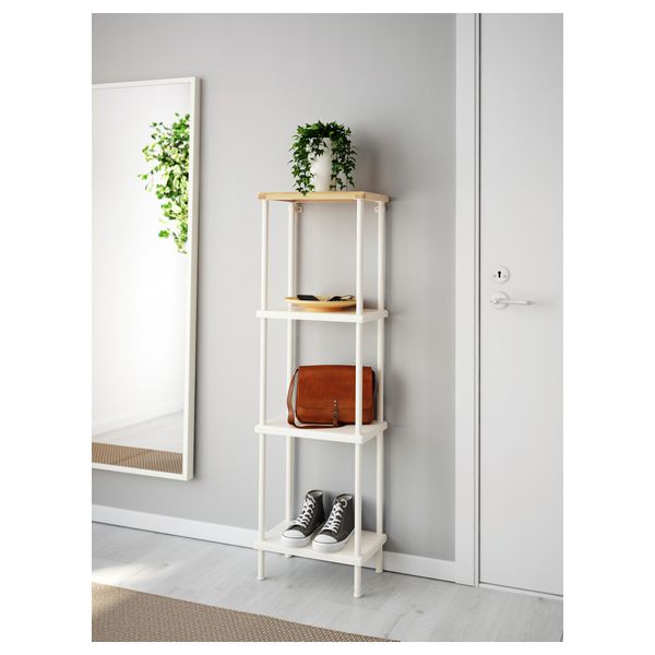 Стеллаж ДИНАМ, белый, рисунок бамбука (40x27x136 см) - схема-чертеж с размерами