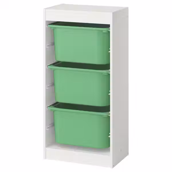 TROFAST Комбинация д/хранения+контейнеры - белый/ярко-зеленый 46x30x94 см - фото 1