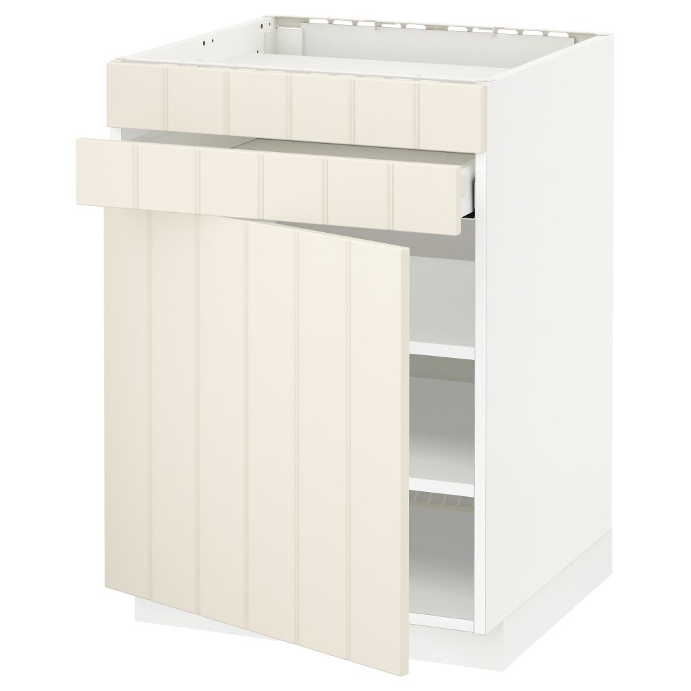 Напольный шкаф для варочной панели, доводчик, 2 фасада, 1 ящик МЕТОД / МАКСИМЕРА, белый, Хитарп белый с оттенком (60x60 см) - схема-чертеж с размерами