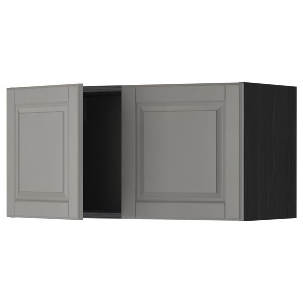 Навесной шкаф с 2 дверями МЕТОД, черный, Будбин серый (80x40 см) - схема-чертеж с размерами