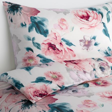 Пододеяльник и 2 наволочки, цветочный орнамент/белый 200x200/50x70 см IKEA PLATTMAL ПЛАТТМАЛ 505.197.59