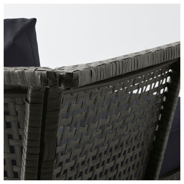 4-местный диван + табурет для ног, садовый КУНГСХОЛЬМЕН / КУНГСЭ, черно-коричневый (142/284x80x73 см) - схема-чертеж с размерами