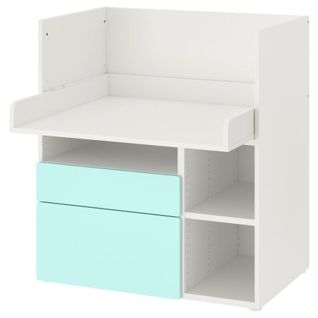 Письменный стол, 90x79x100 см, белый бледно-бирюзовый с 2 ящиками IKEA SMÅSTAD СМОСТАД 693.922.51