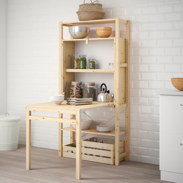 1 секция для хранения + складной столик 89x30-104x179 см IKEA IVAR ИВАР 192.485.53 - фото 1