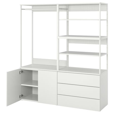 Гардероб 2-дверный + 3 ящика, белый/Фоннес белый 160x42x181 см IKEA OPPHUS ОПХУС 393.362.71