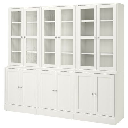 Комбинация для хранения с стеклянная двр, белый 243x47x212 см IKEA HAVSTA ХАВСТА 992.659.73