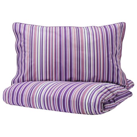 Пододеяльник и 1 наволочка, сиреневый, полоска, 150x200/50x70 см IKEA РАНДГРЭС 404.365.85