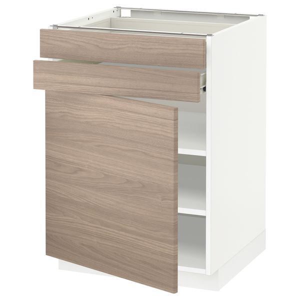 Напольный шкаф с дверцей, 2 ящиками МЕТОД / ФОРВАРА, белый, Брокхульт светло-серый - схема-чертеж с размерами