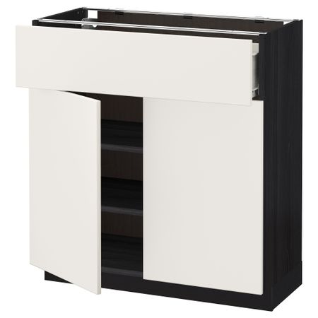 Напольный шкаф + ящик, 2 дверцы МЕТОД / ФОРВАРА, черный, Веддинге белый