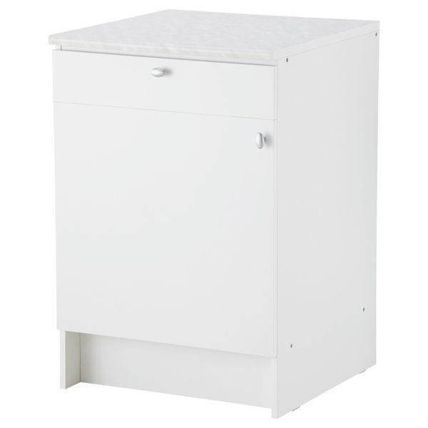 Напольный шкаф с дверью и ящиком АЛЬБРУ, белый (60x89 см) - фото 1