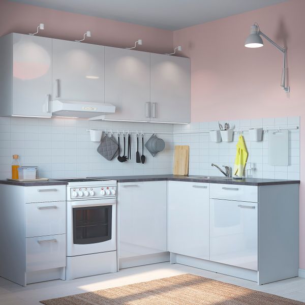 Кухня, глянцевый белый 220x180x220 см IKEA KNOXHULT КНОКСХУЛЬТ 294.046.04 - фото 2